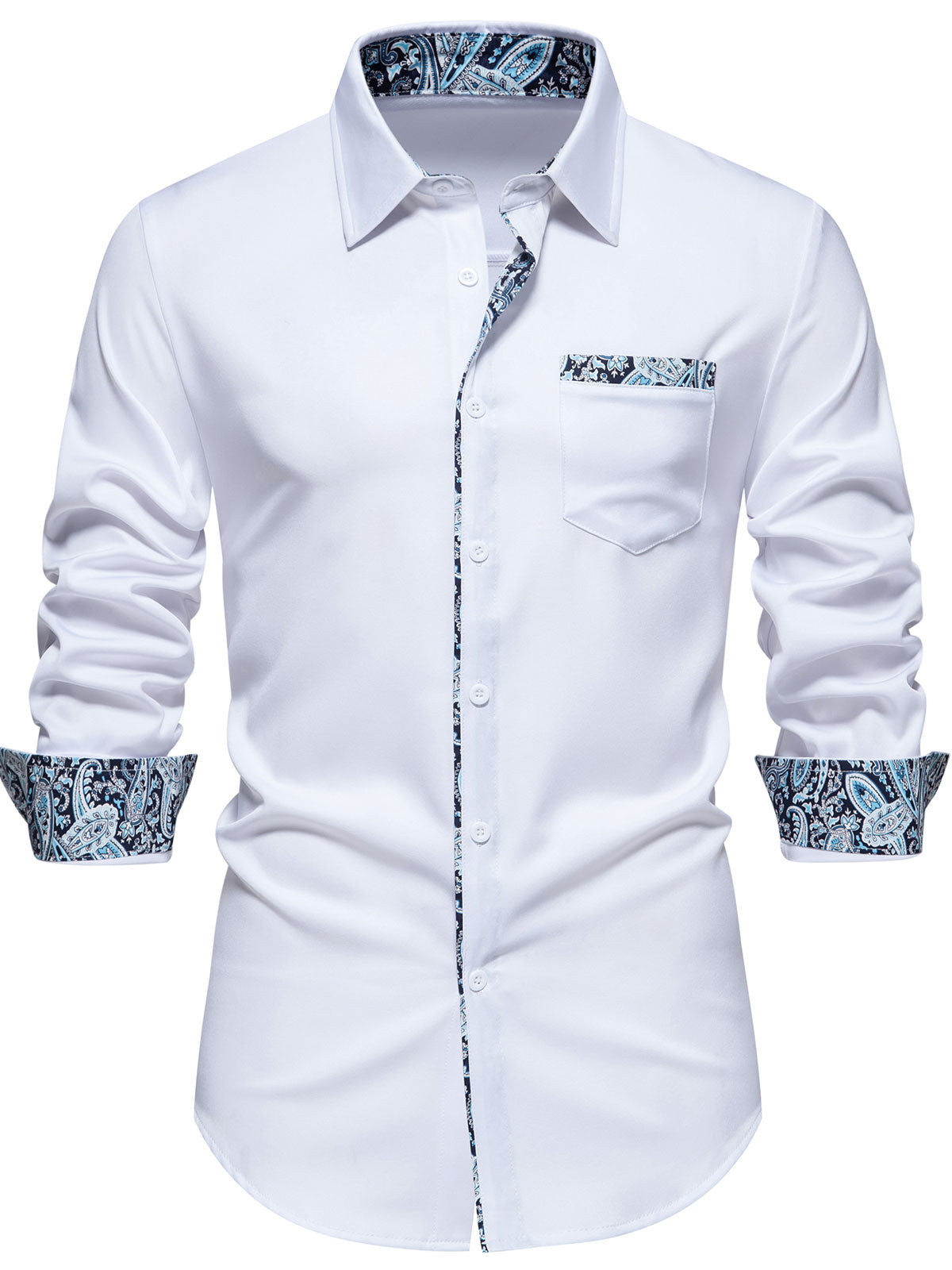 Camisa Paisley estampado Colorblock de manga larga para hombre