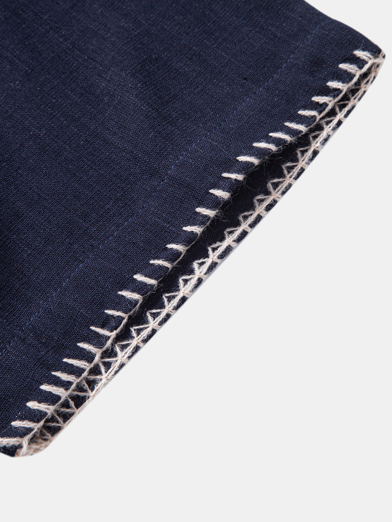 Camisa Contrast Stitching de lino Rayon Blend Cuban