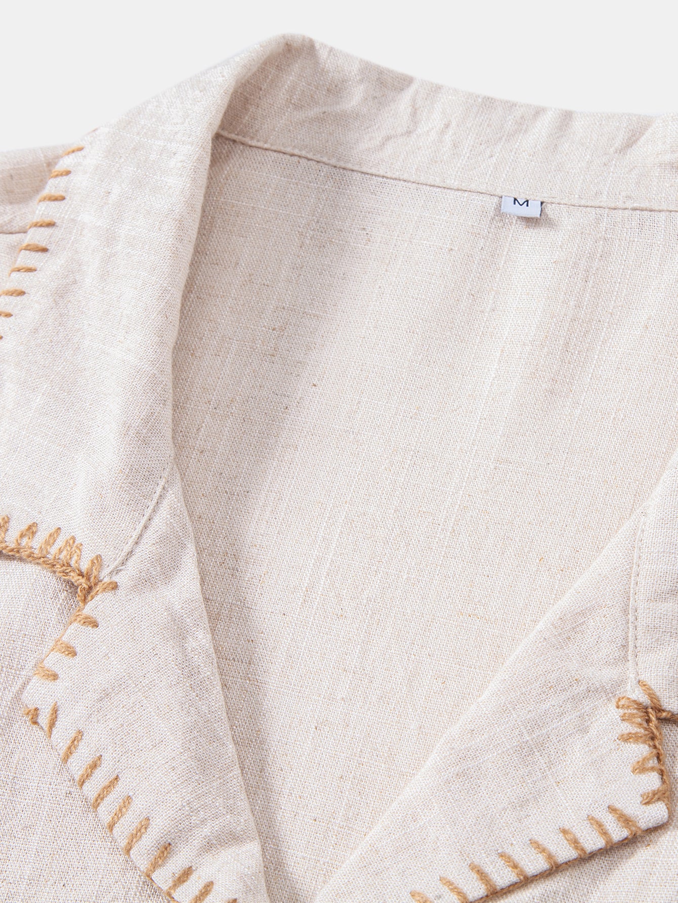Camisa Contrast Stitching de lino Rayon Blend Cuban