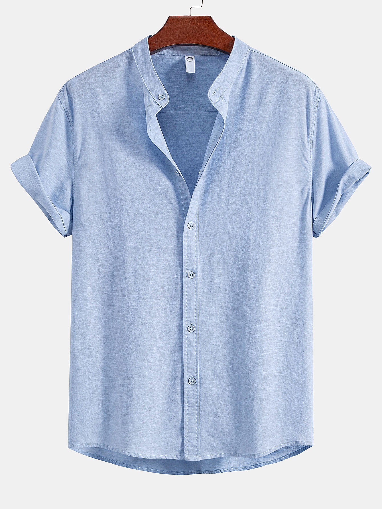 Camisa Stand Collar de lino