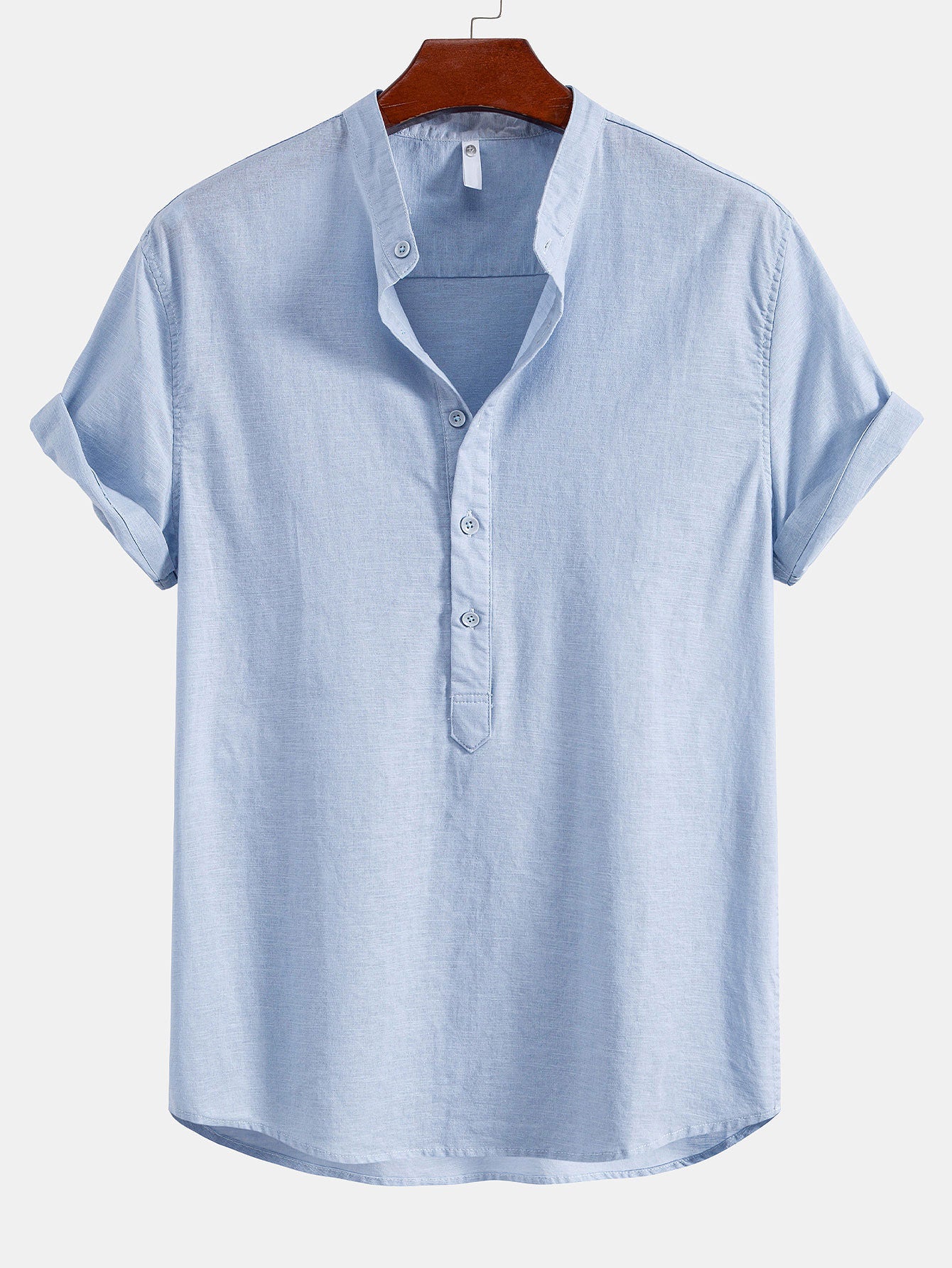 Camisa Half Open Collar de lino