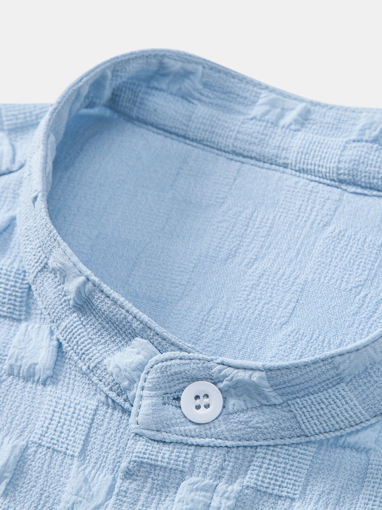 Camisa Checkerboard Jacquard Stand Collar