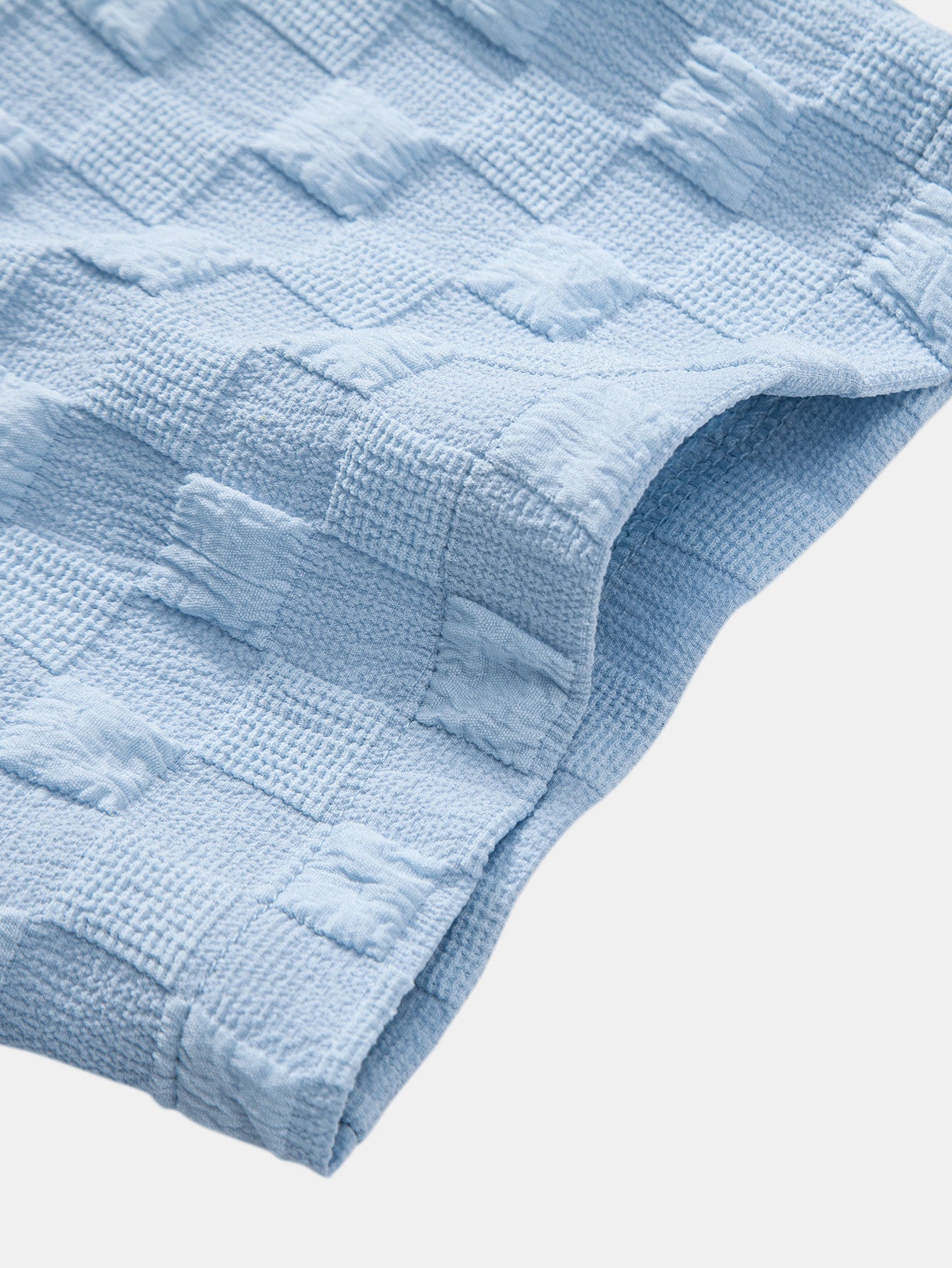 Camisa Checkerboard Jacquard Stand Collar