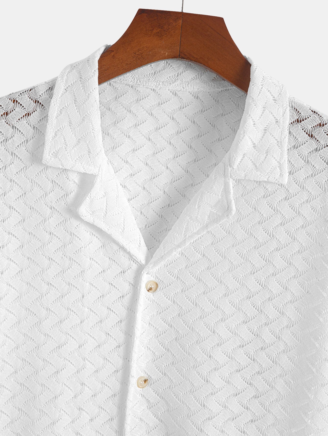 Camisa Hollow Out Textured Cuban