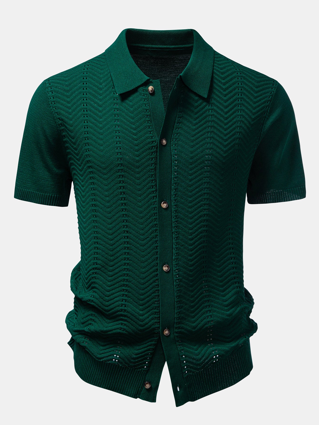 Textured Jacquard Button Up Knicamiseta