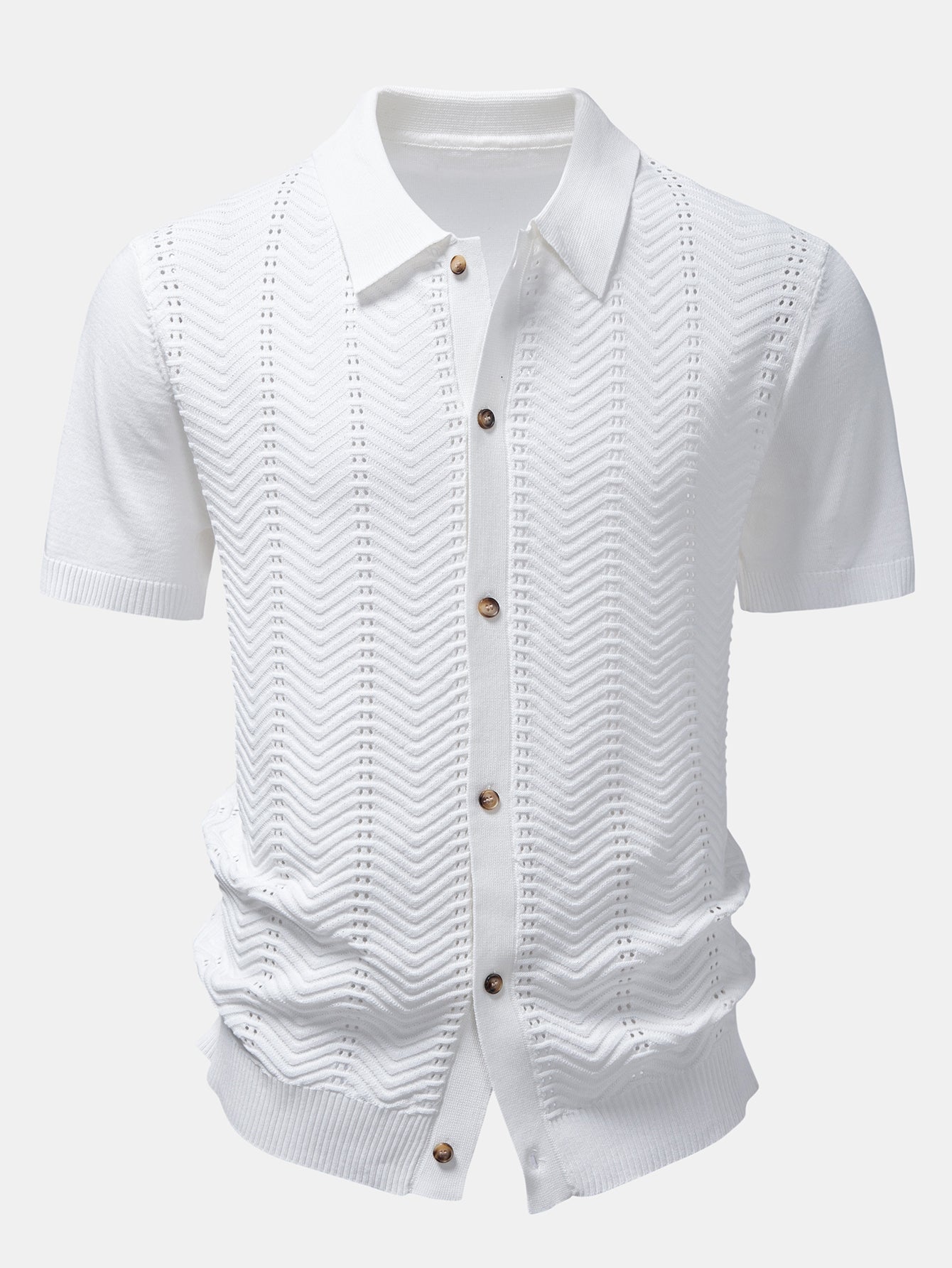 Textured Jacquard Button Up Knicamiseta