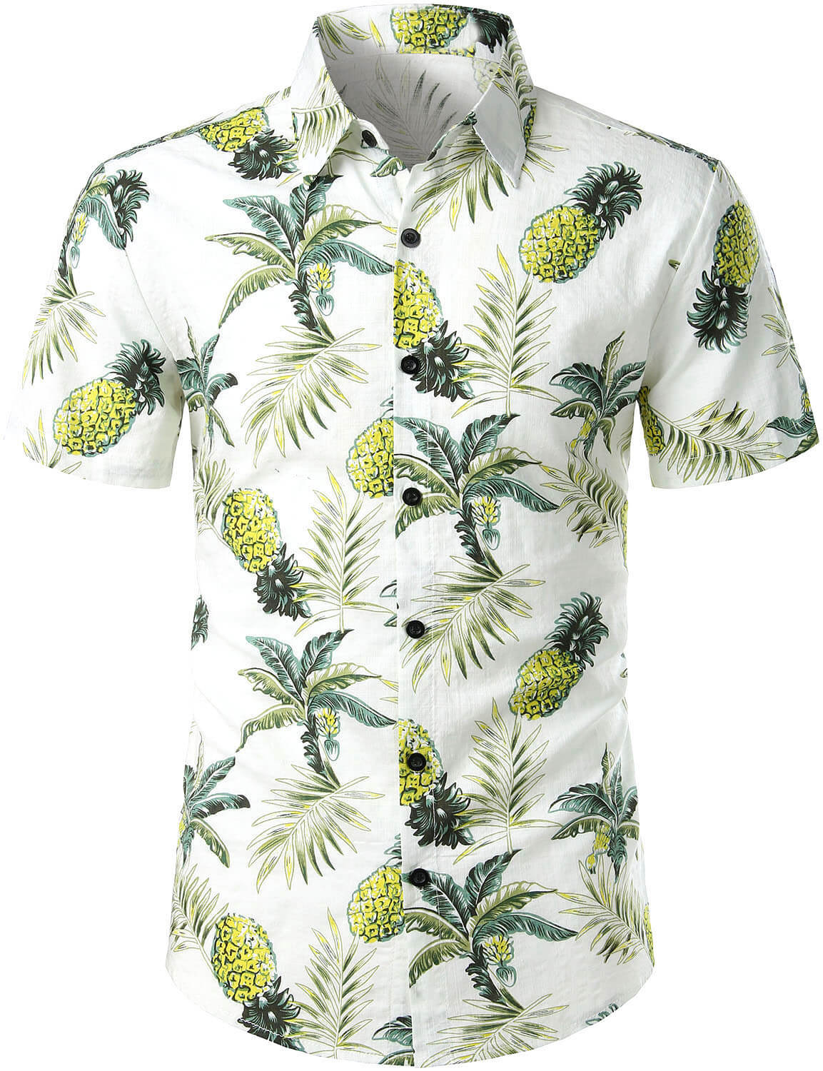 Camisa Pineapple floral Tropical Fruit de algodón Button Up Summer Beach Hawaiian para hombre