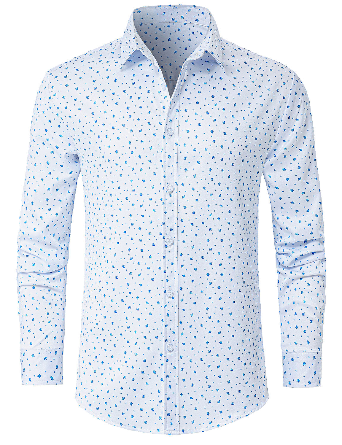 Camisa casual White estampado de manga larga para hombre