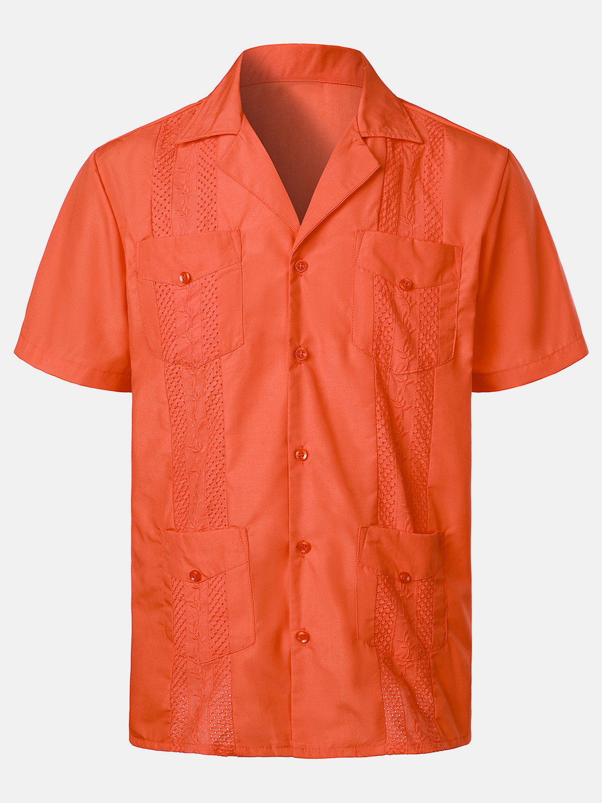 Camisa de color sólido de algodón de manga corta para hombre