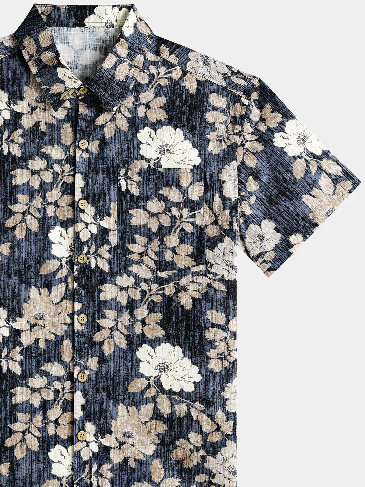 Camisa vintage floral estampado de manga corta Button Up transpirable Cool casual para hombre