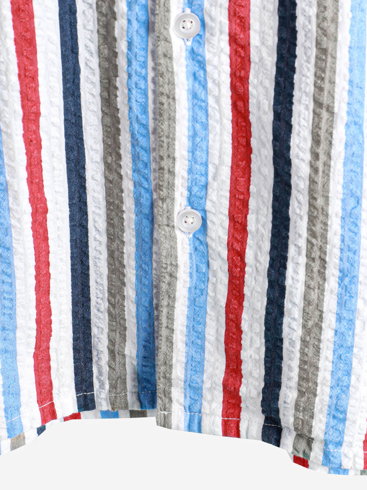 Camisa casual 100% de algodón a rayas Pocket Hawaiian Holiday Button Up de manga corta para hombre