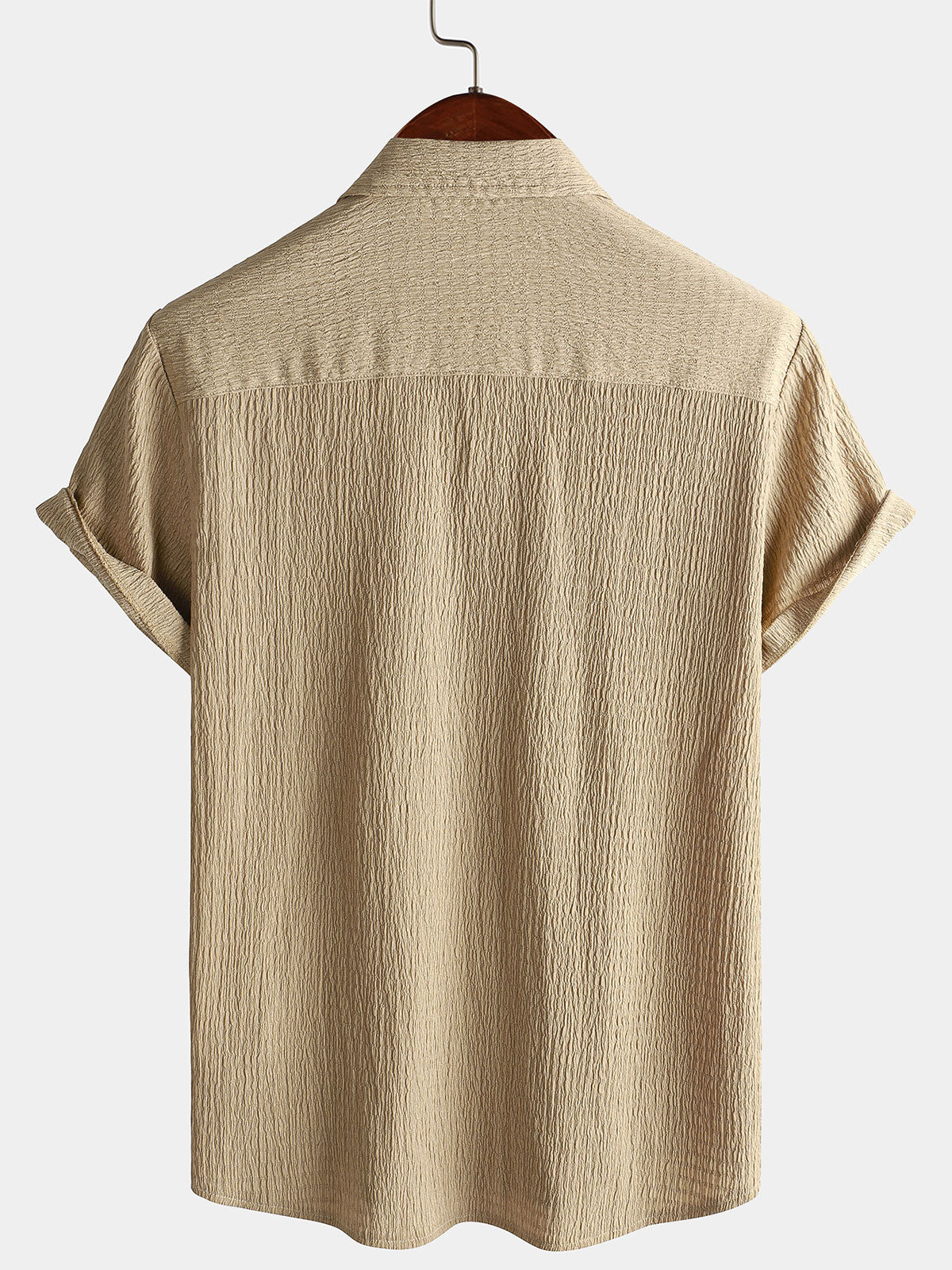 Camisa Summer de color sólido Pocket casual de manga corta para hombre