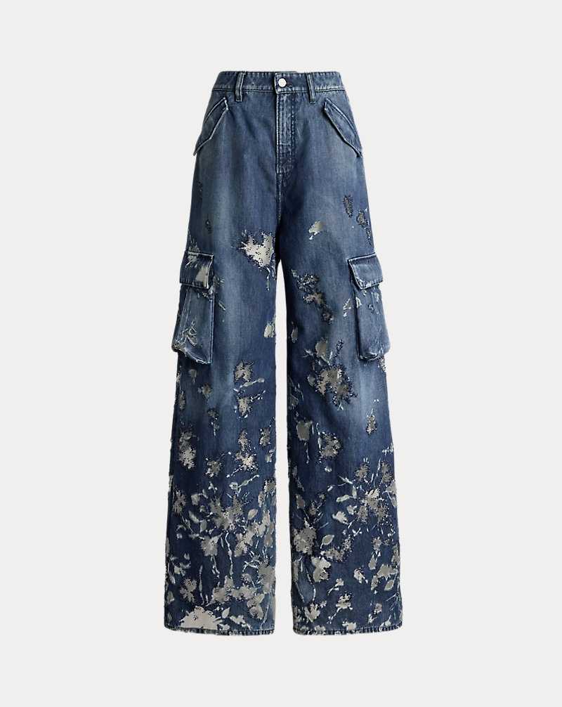 Jeans Ralph Lauren Berke Embellished Wide-Leg Cargo Mujer Azules | NOAJSEY-18 - vista 2