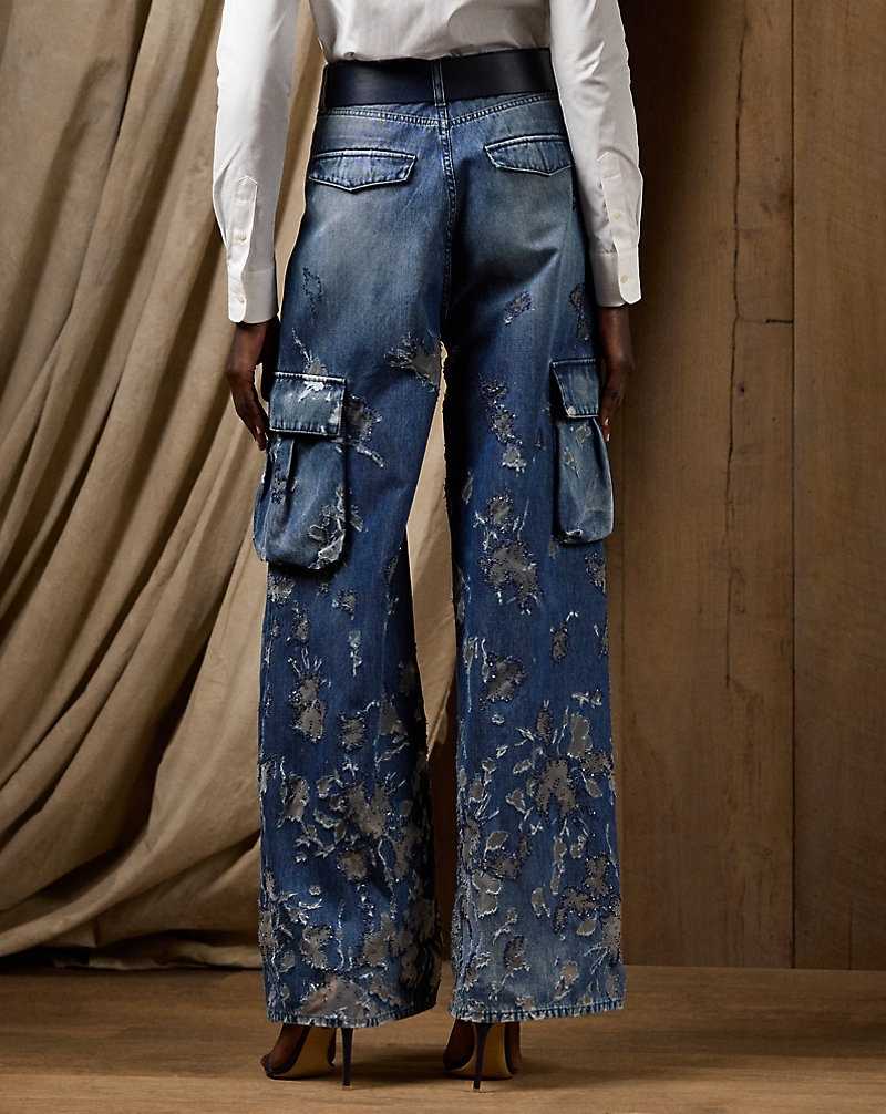 Jeans Ralph Lauren Berke Embellished Wide-Leg Cargo Mujer Azules | NOAJSEY-18 - vista 4