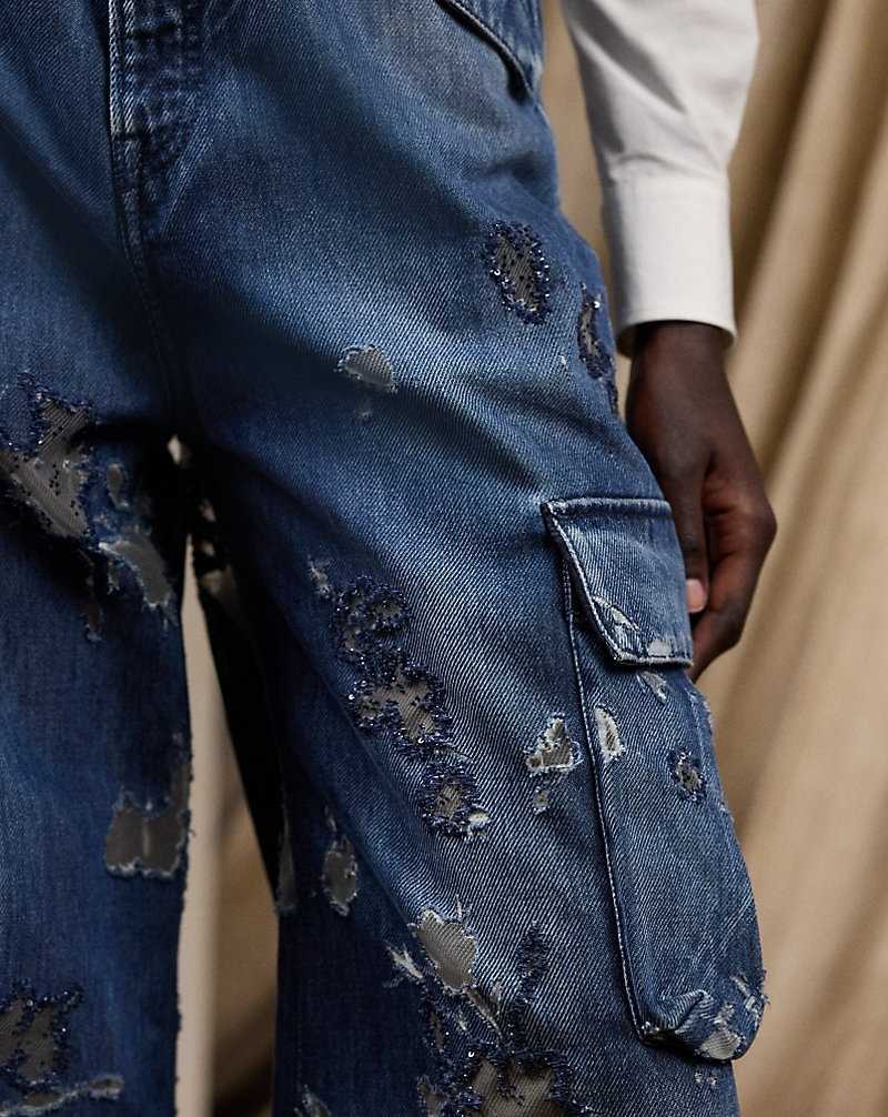Jeans Ralph Lauren Berke Embellished Wide-Leg Cargo Mujer Azules | NOAJSEY-18 - vista 5
