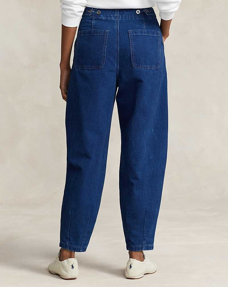 Jeans Ralph Lauren Curved Tapered Herringbone Mujer Azules | WPMDQIK-82 - vista 4