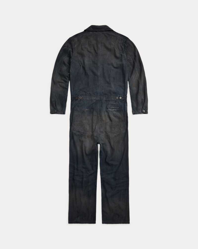 Jeans Ralph Lauren Distressed Boweman Indigo Denim Coverall Hombre Azules | JGXUVES-93 - vista 2