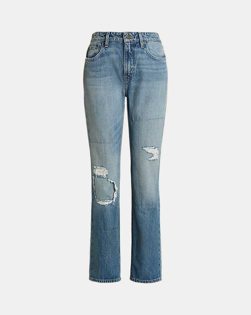Jeans Ralph Lauren Distressed High-Rise Straight Ankle Mujer Azules | ZVESIXK-05 - vista 2