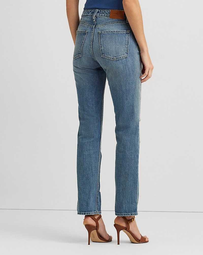 Jeans Ralph Lauren Distressed High-Rise Straight Ankle Mujer Azules | ZVESIXK-05 - vista 5