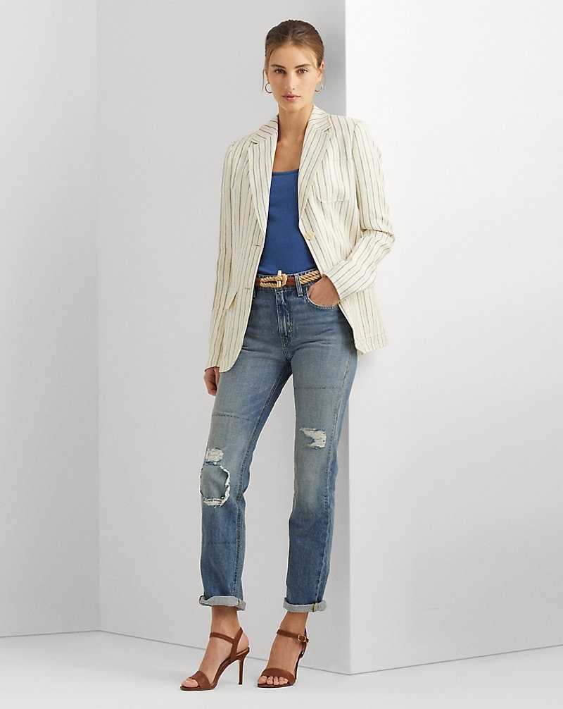 Jeans Ralph Lauren Distressed High-Rise Straight Ankle Mujer Azules | ZVESIXK-05 - vista 1