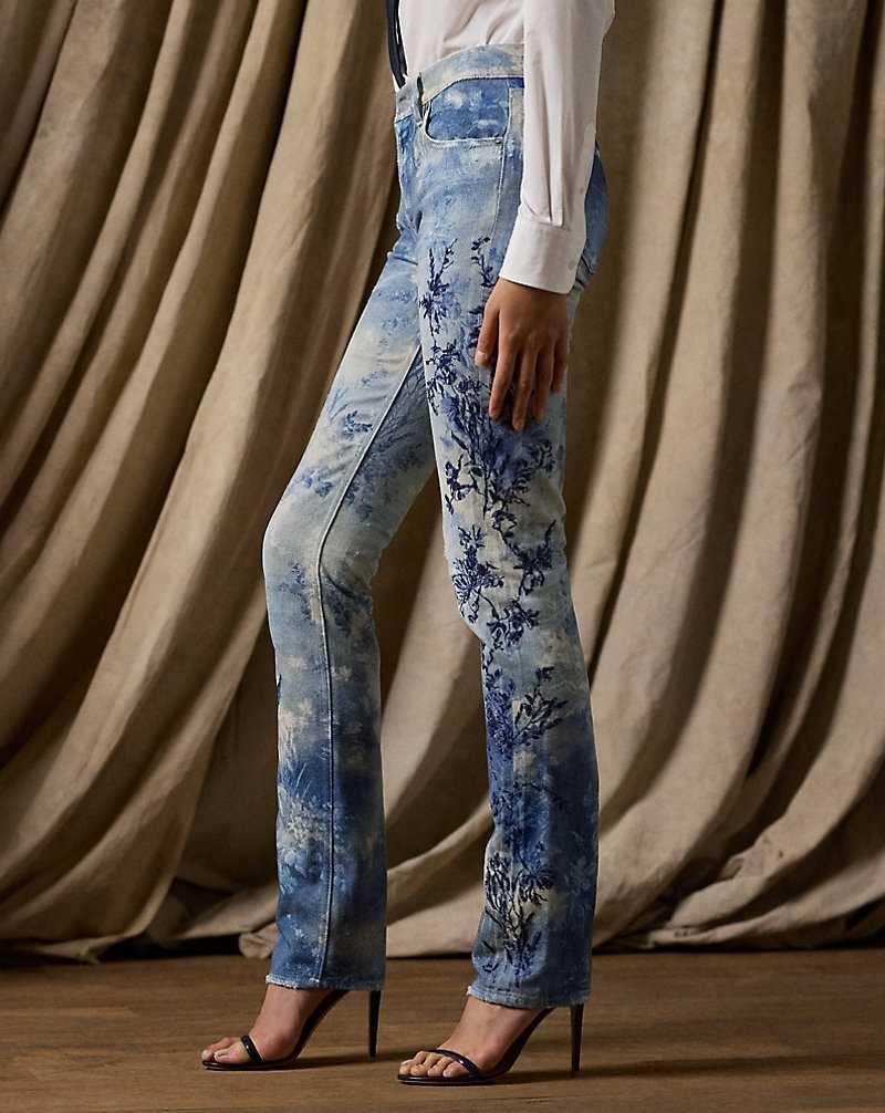 Jeans Ralph Lauren Embellished 750 Straight Ankle Mujer Blue/Pearl Multi | PBVYSMQ-75 - vista 4