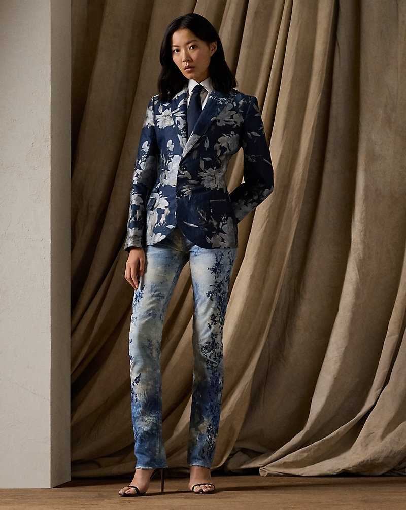 Jeans Ralph Lauren Embellished 750 Straight Ankle Mujer Blue/Pearl Multi | PBVYSMQ-75 - vista 1