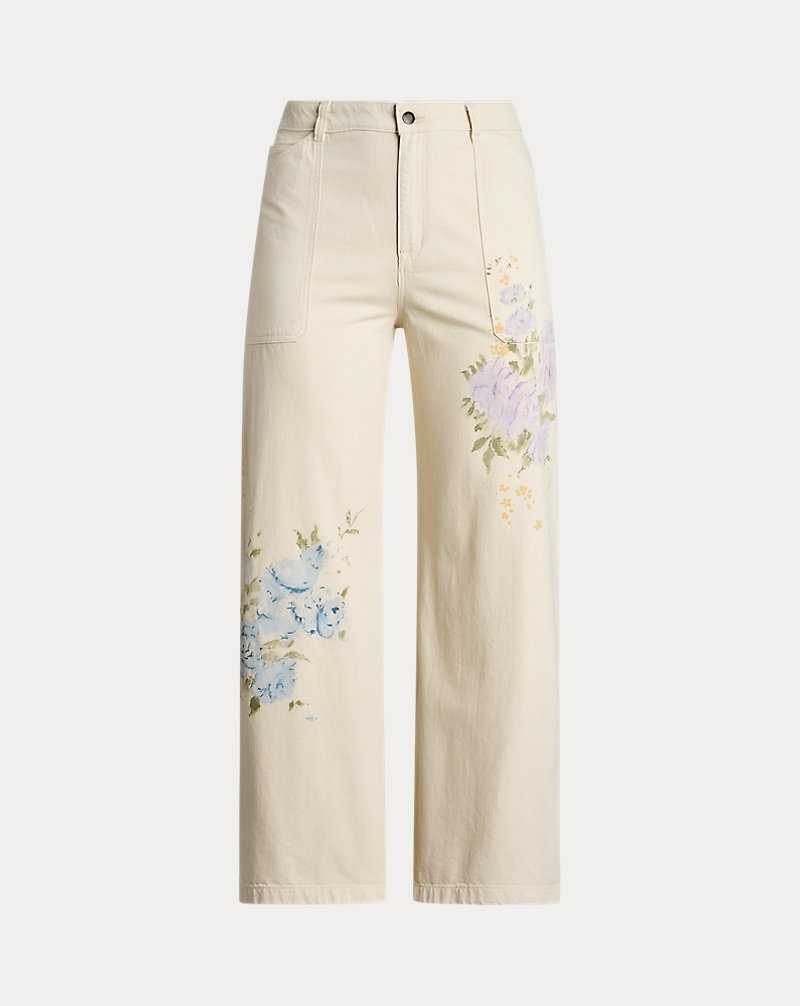 Jeans Ralph Lauren Floral High-Rise Wide-Leg Mujer Creme Azules | REGUIVA-07 - vista 2