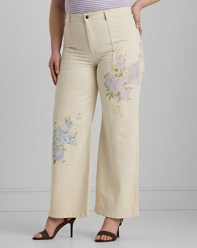 Jeans Ralph Lauren Floral High-Rise Wide-Leg Mujer Creme Azules | REGUIVA-07 - vista 3