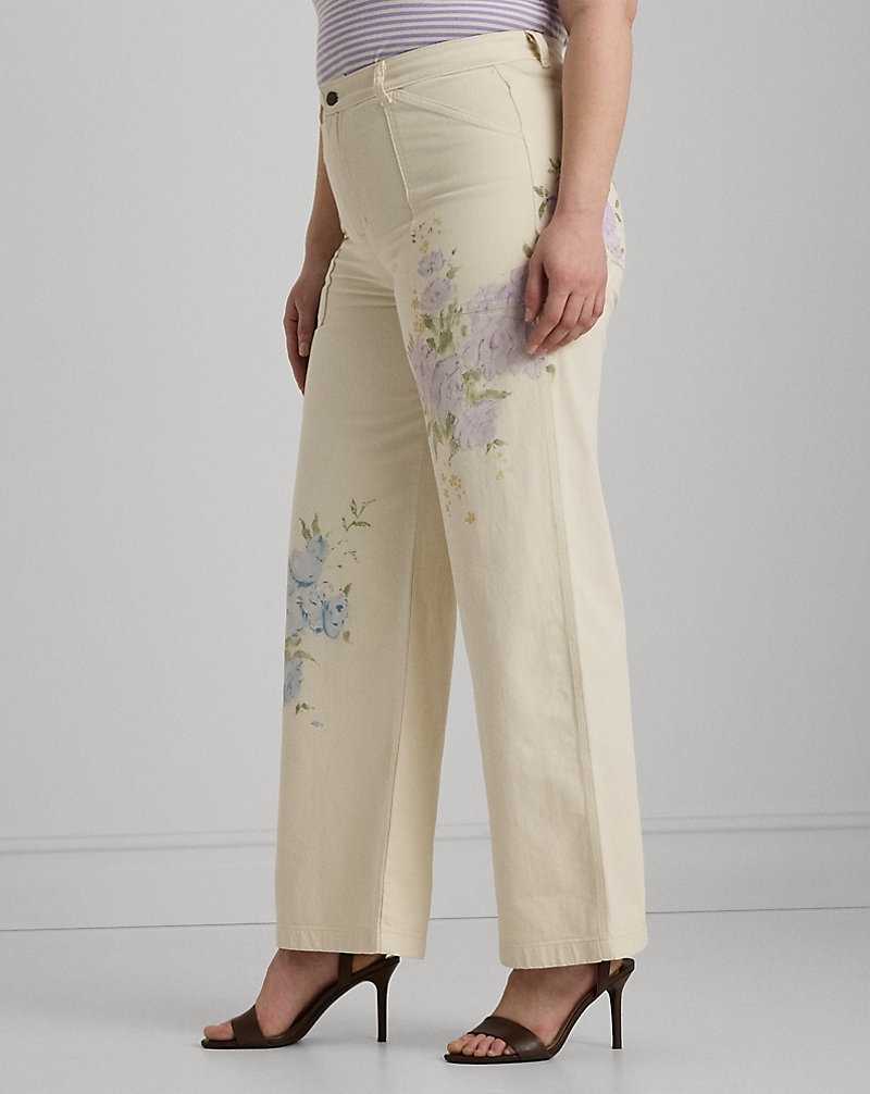 Jeans Ralph Lauren Floral High-Rise Wide-Leg Mujer Creme Azules | REGUIVA-07 - vista 4