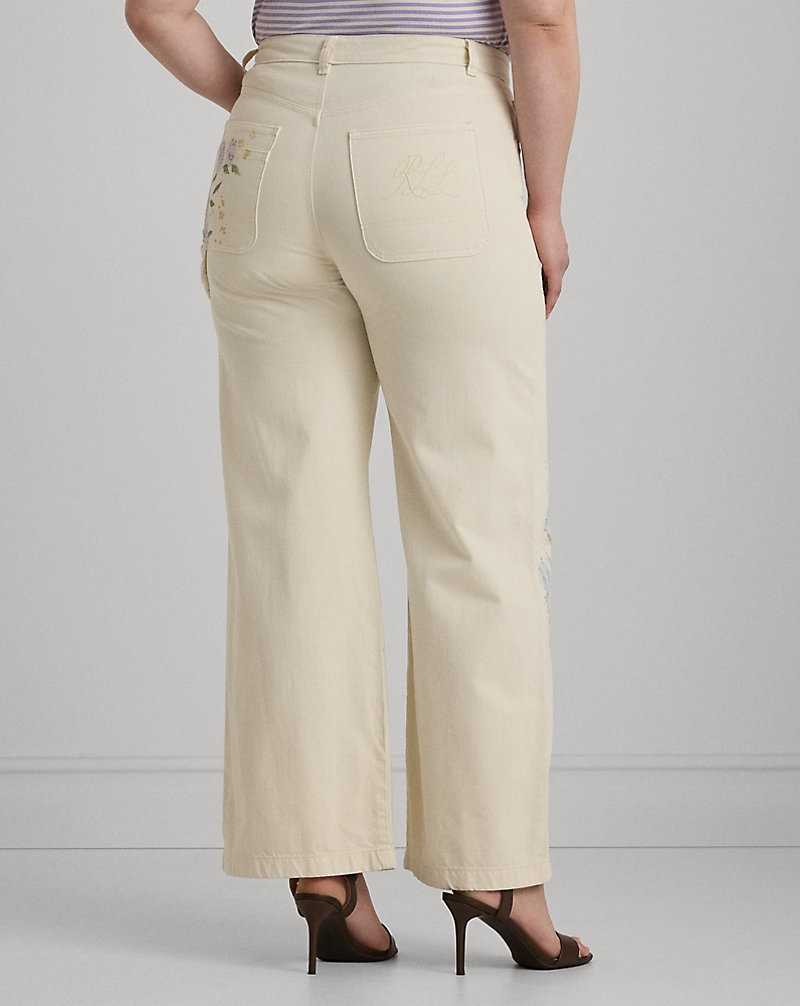 Jeans Ralph Lauren Floral High-Rise Wide-Leg Mujer Creme Azules | REGUIVA-07 - vista 5