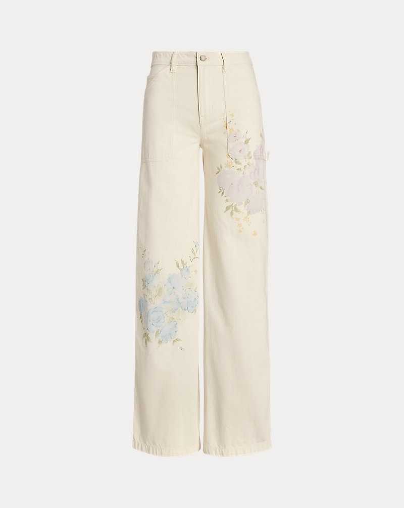 Jeans Ralph Lauren Floral High-Rise Wide-Leg Mujer Creme Azules | WOUJKYC-83 - vista 2