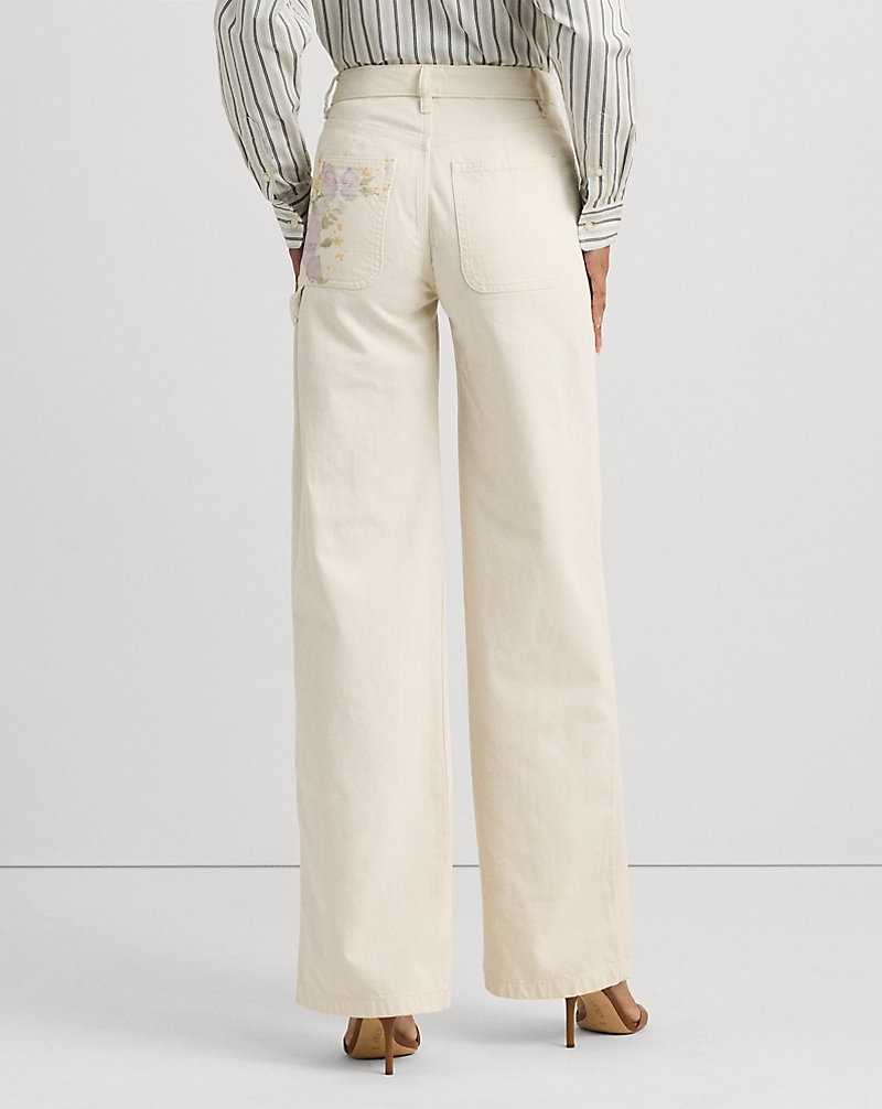 Jeans Ralph Lauren Floral High-Rise Wide-Leg Mujer Creme Azules | WOUJKYC-83 - vista 5
