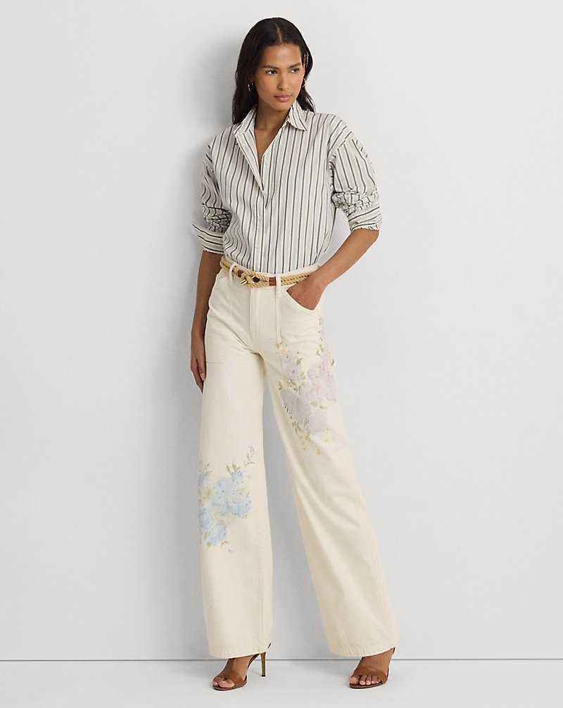 Jeans Ralph Lauren Floral High-Rise Wide-Leg Mujer Creme Azules | WOUJKYC-83 - vista 1