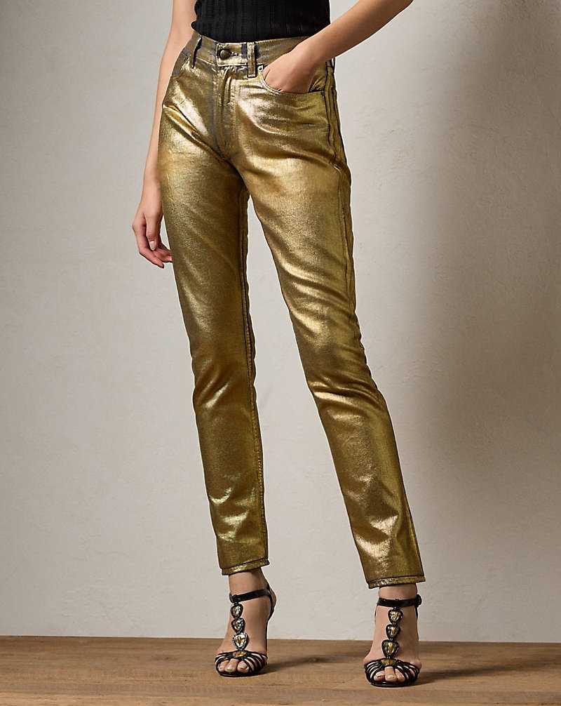 Jeans Ralph Lauren Foiled 160 Slim Denim Mujer Dorados | WLRDJCG-62 - vista 3