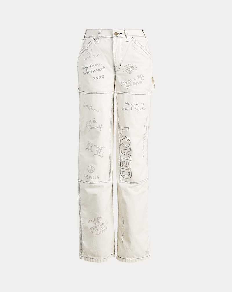 Jeans Ralph Lauren Graffiti Wide-Leg Pant Mujer Blancos | KUMWTPS-23 - vista 2