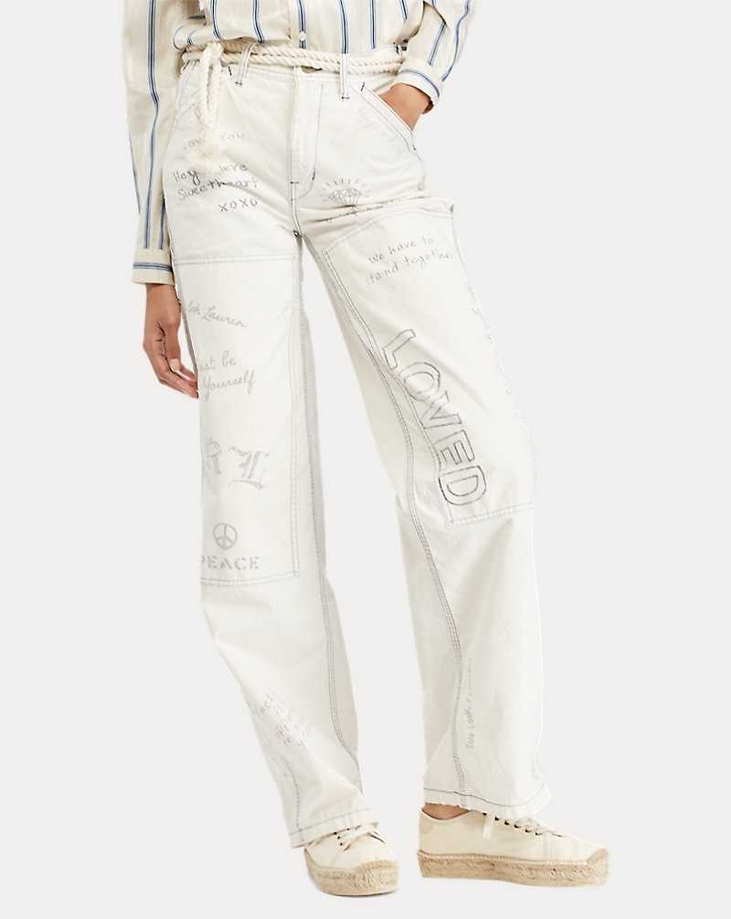 Jeans Ralph Lauren Graffiti Wide-Leg Pant Mujer Blancos | KUMWTPS-23 - vista 4