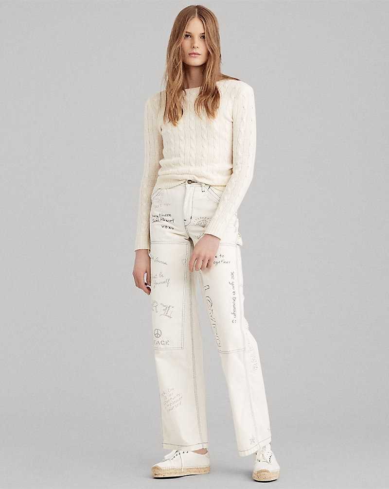 Jeans Ralph Lauren Graffiti Wide-Leg Pant Mujer Blancos | KUMWTPS-23 - vista 1
