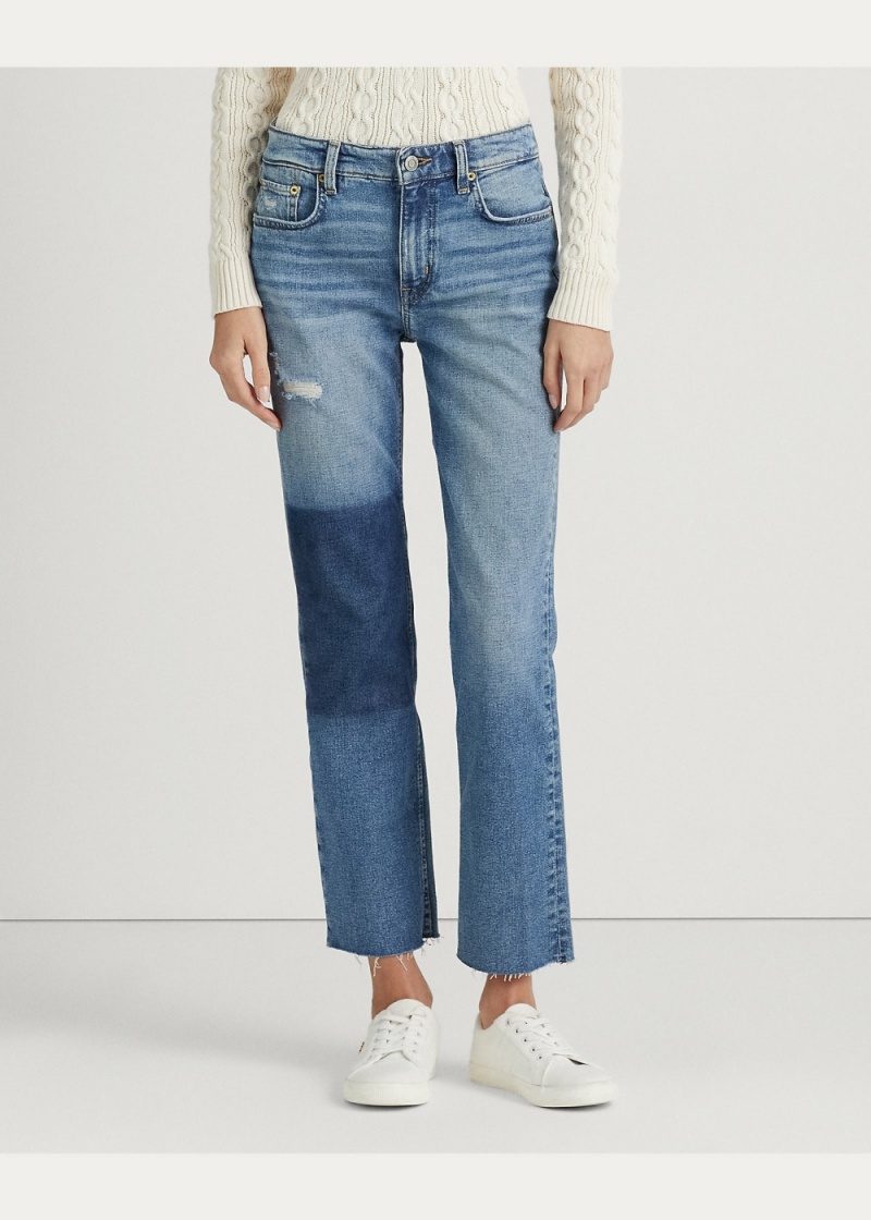 Jeans High-Rise Directo Cropped Mujer Azules | JGNE76851 - vista 5
