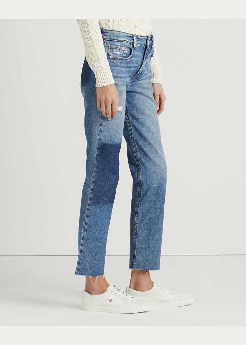 Jeans High-Rise Directo Cropped Mujer Azules | JGNE76851 - vista 6