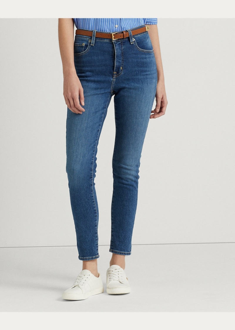 Jeans High-Rise Flaco Ankle Mujer Azules | UXGS36584 - vista 4