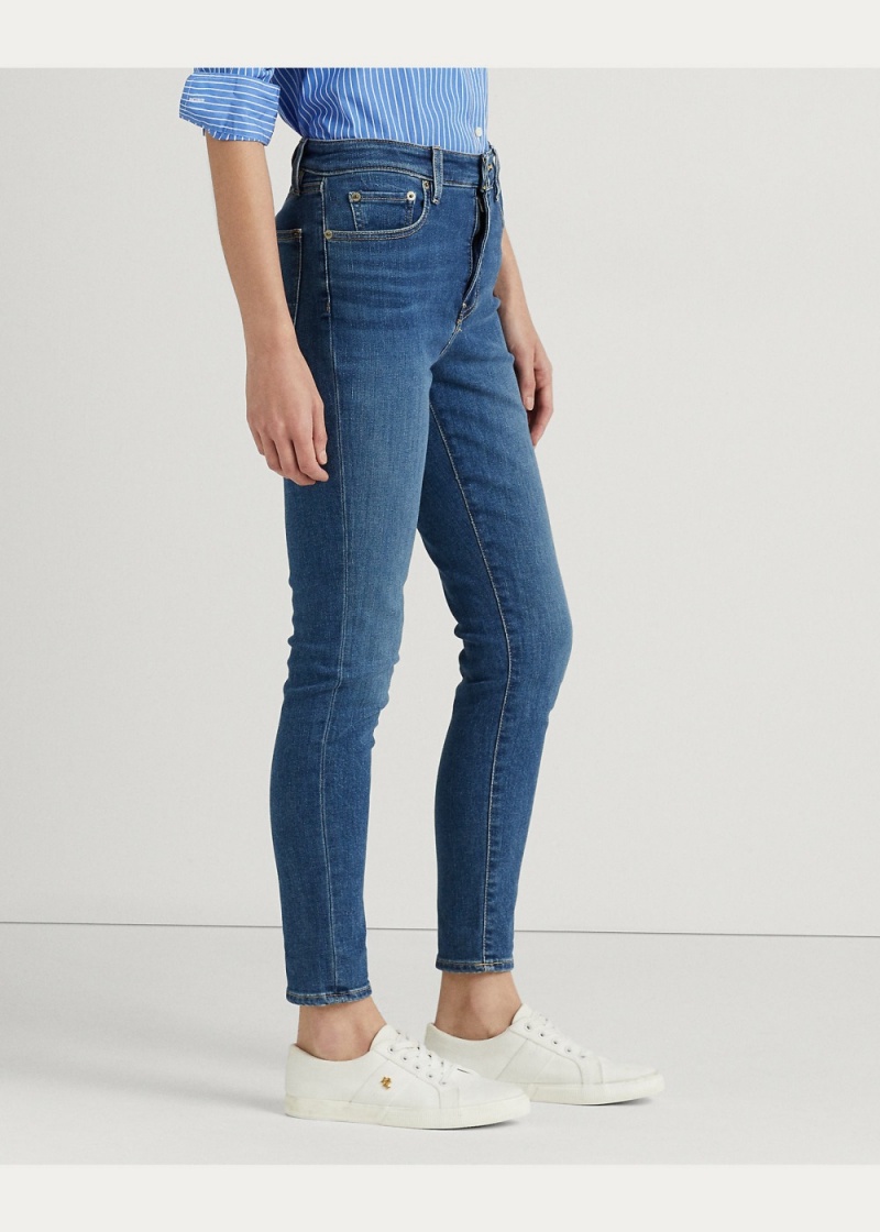 Jeans High-Rise Flaco Ankle Mujer Azules | UXGS36584 - vista 5