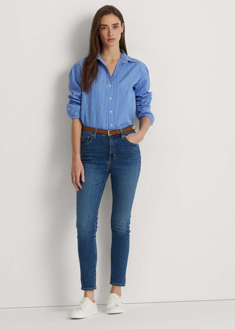Jeans High-Rise Flaco Ankle Mujer Azules | UXGS36584 - vista 1