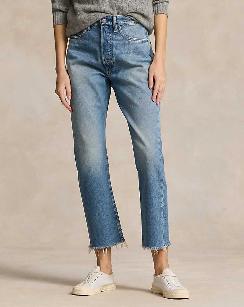Jeans Ralph Lauren High-Rise Relaxed Straight Crop Mujer Azules | QAVBSHT-70 - vista 3