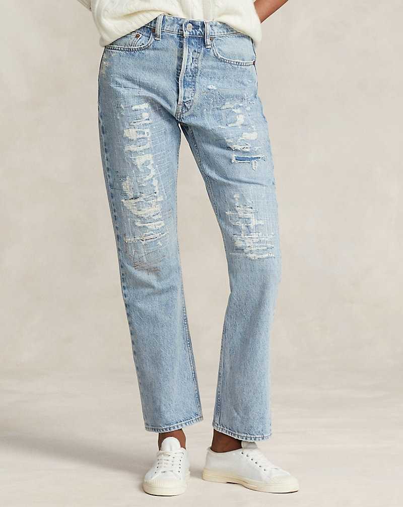 Jeans Ralph Lauren High-Rise Relaxed Straight Crop Mujer Azules | YUOKMQE-52 - vista 3