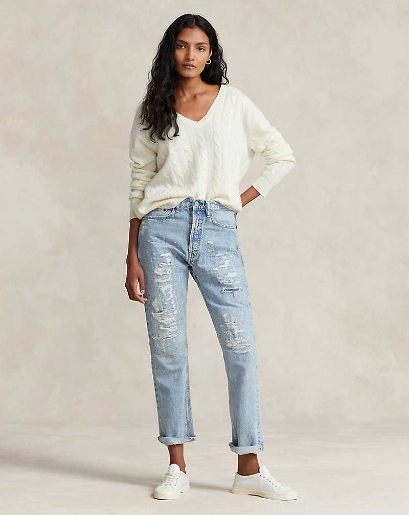 Jeans Ralph Lauren High-Rise Relaxed Straight Crop Mujer Azules | YUOKMQE-52 - vista 1