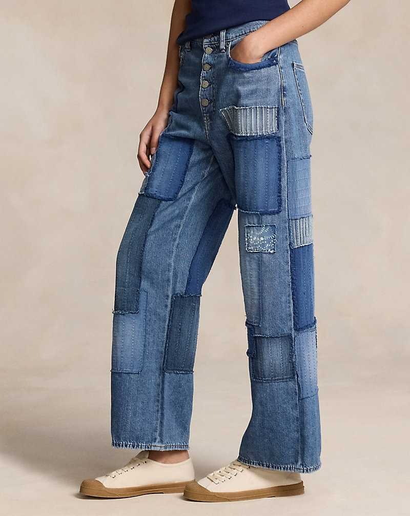 Jeans Ralph Lauren High-Rise Wide-Leg Crop Mujer Azules | FEXVWQC-98 - vista 4