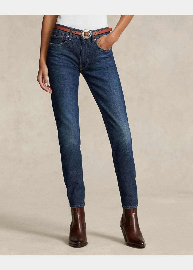 Jeans Mid-Rise Flaco Mujer Azules | PTLG75640 - vista 5