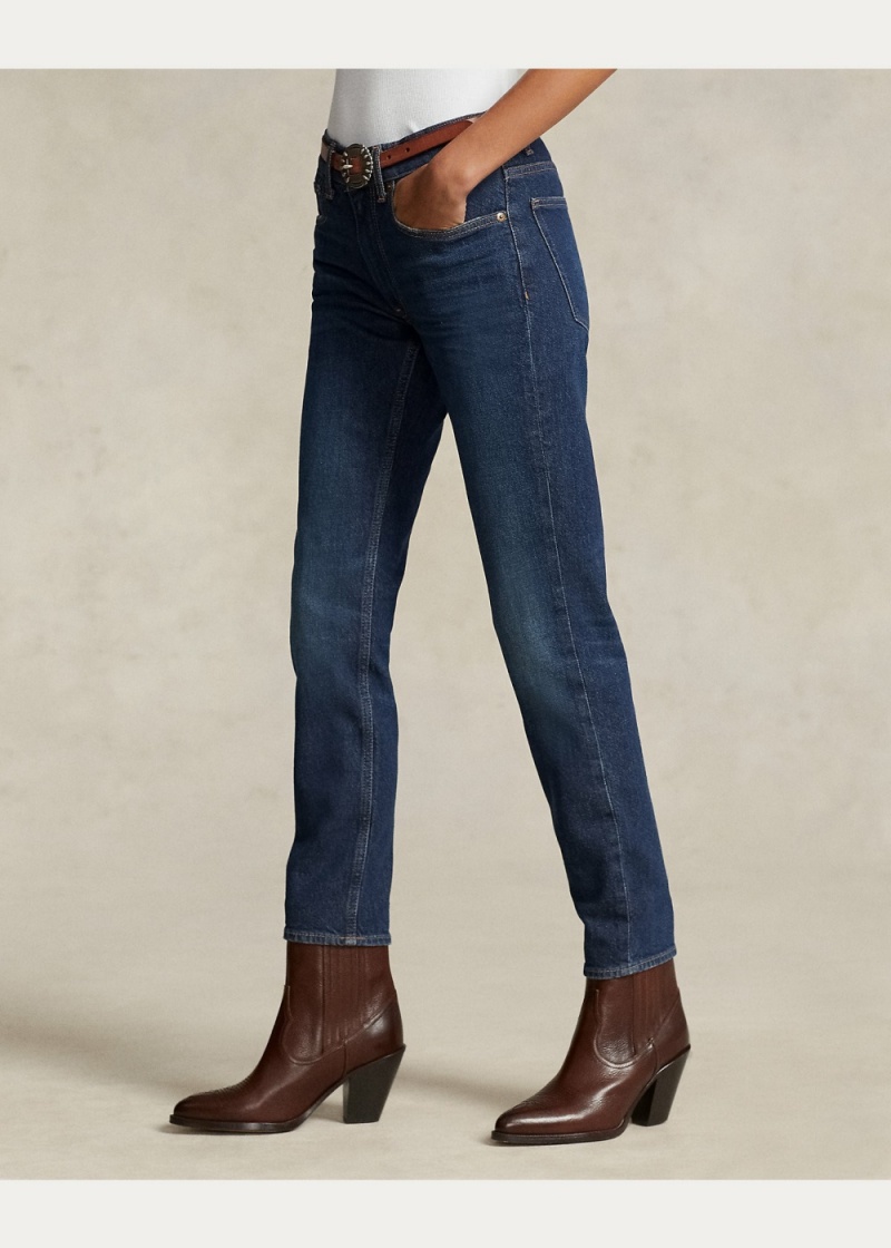 Jeans Mid-Rise Flaco Mujer Azules | PTLG75640 - vista 6