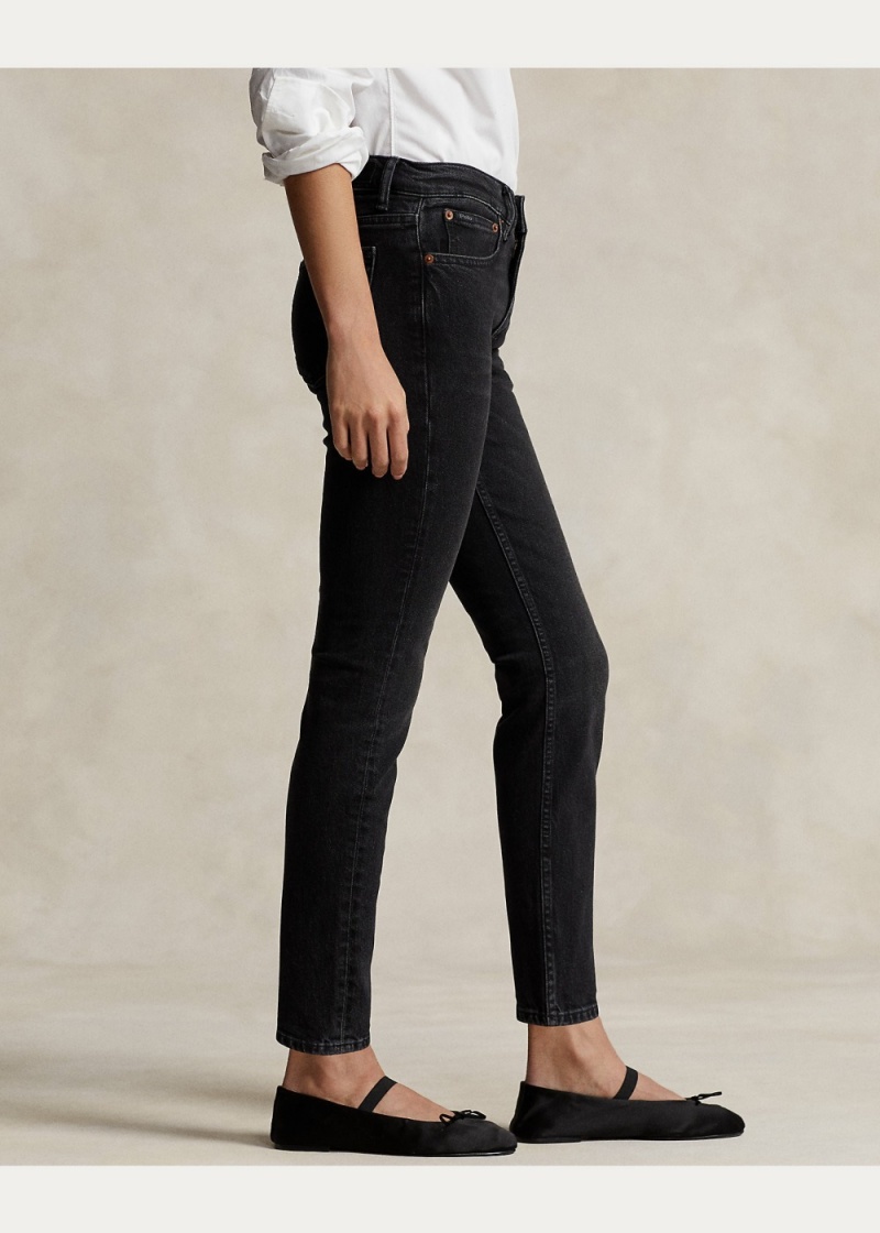 Jeans Mid-Rise Flaco Mujer Azules | YXID19508 - vista 4
