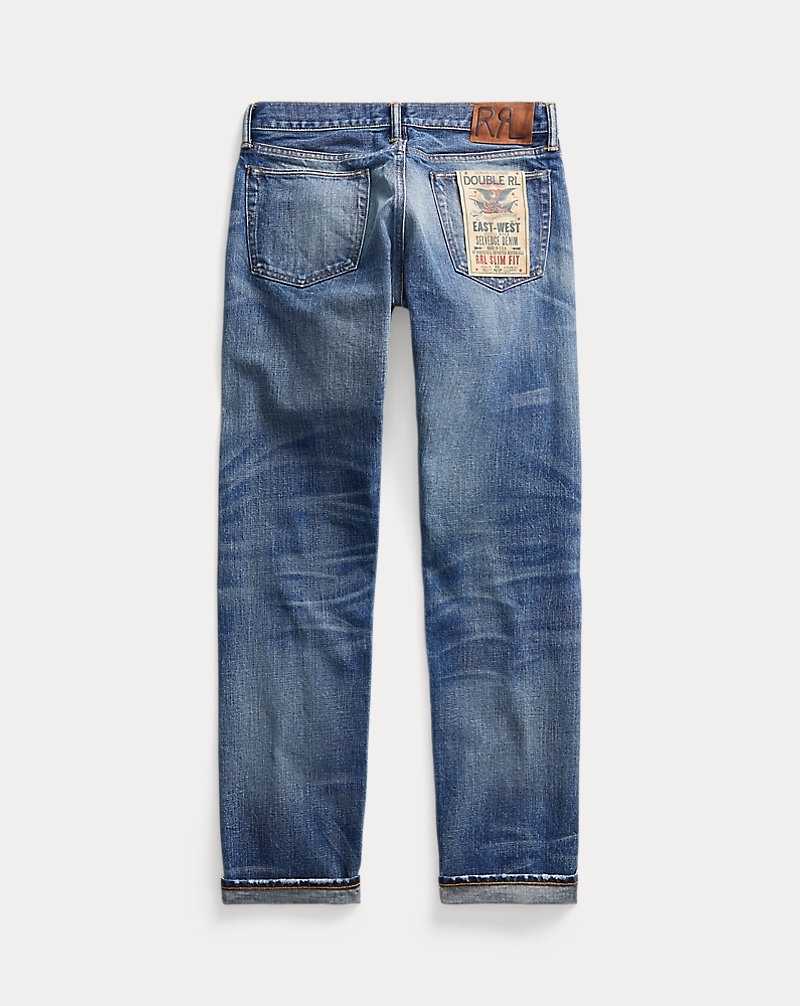 Jeans Ralph Lauren Slim Fit Hillsview Selvedge Hombre Azules | BVJNGKO-17 - vista 2